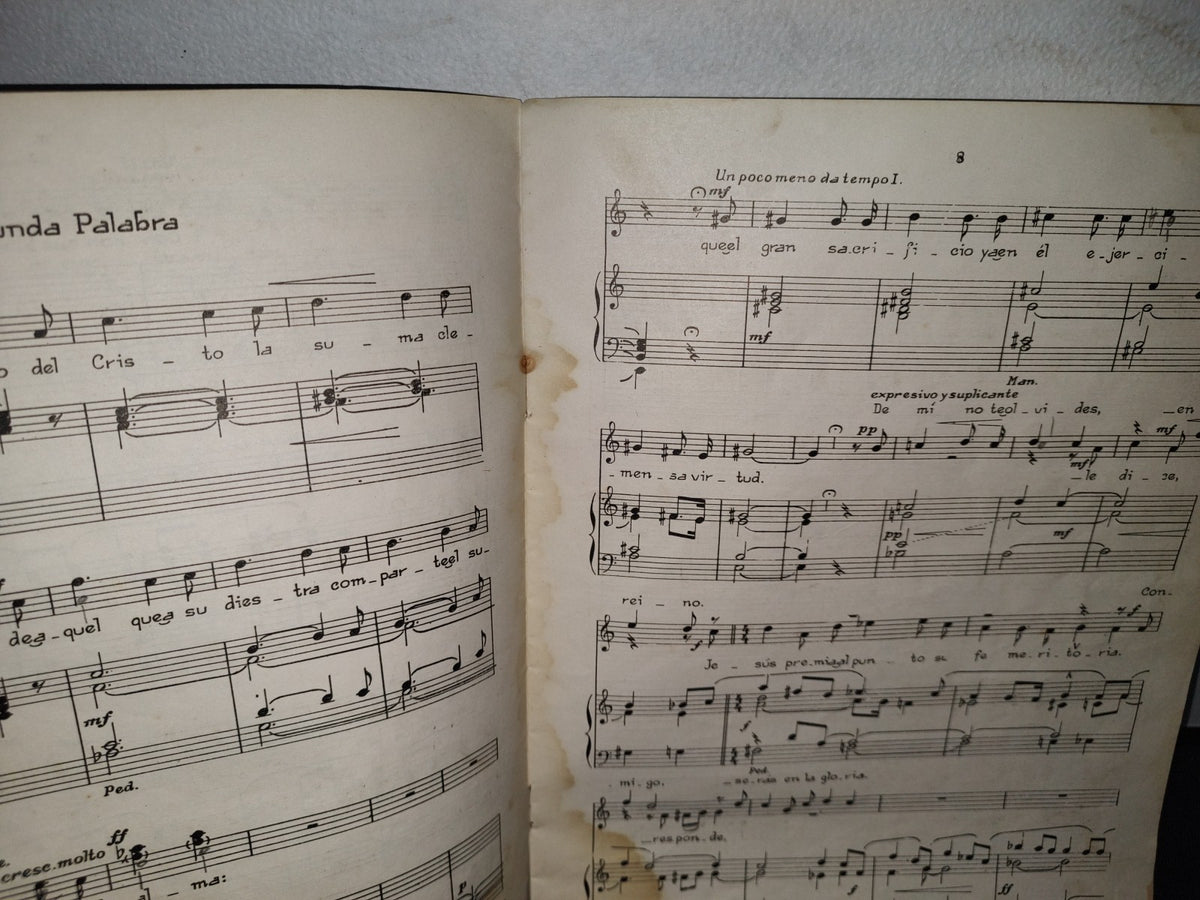 212- Antiguo Libro De Partituras Introducción Y 7 Palabras De Ntro. Señor Jesucristo. Dos Voces Iguales Y Órgano 1933