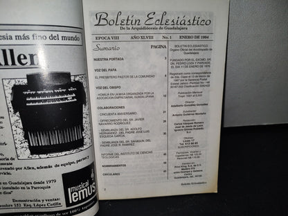 172- Boletín Eclesiástico De La Arquidiócesis De Guadalajara. Año Xlviii, No. 1, Enero De 1994