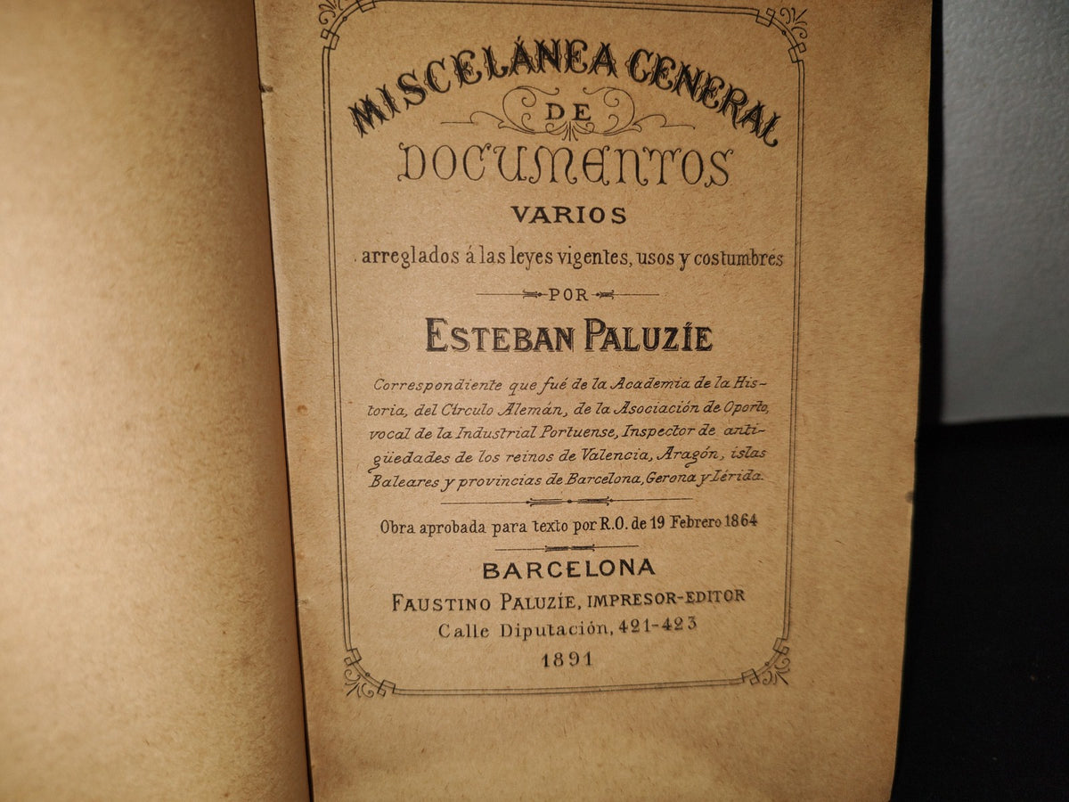 60- Miscelánea General De Documentos Varios - Esteban Paluzíe - 1891