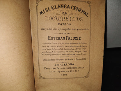 60- Miscelánea General De Documentos Varios - Esteban Paluzíe - 1891