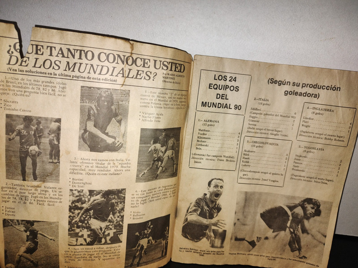 124- Revista Vintage De Fútbol: Balón Fútbol Mundial. Argentina (Subcampeón). No. 1374, Julio 1990