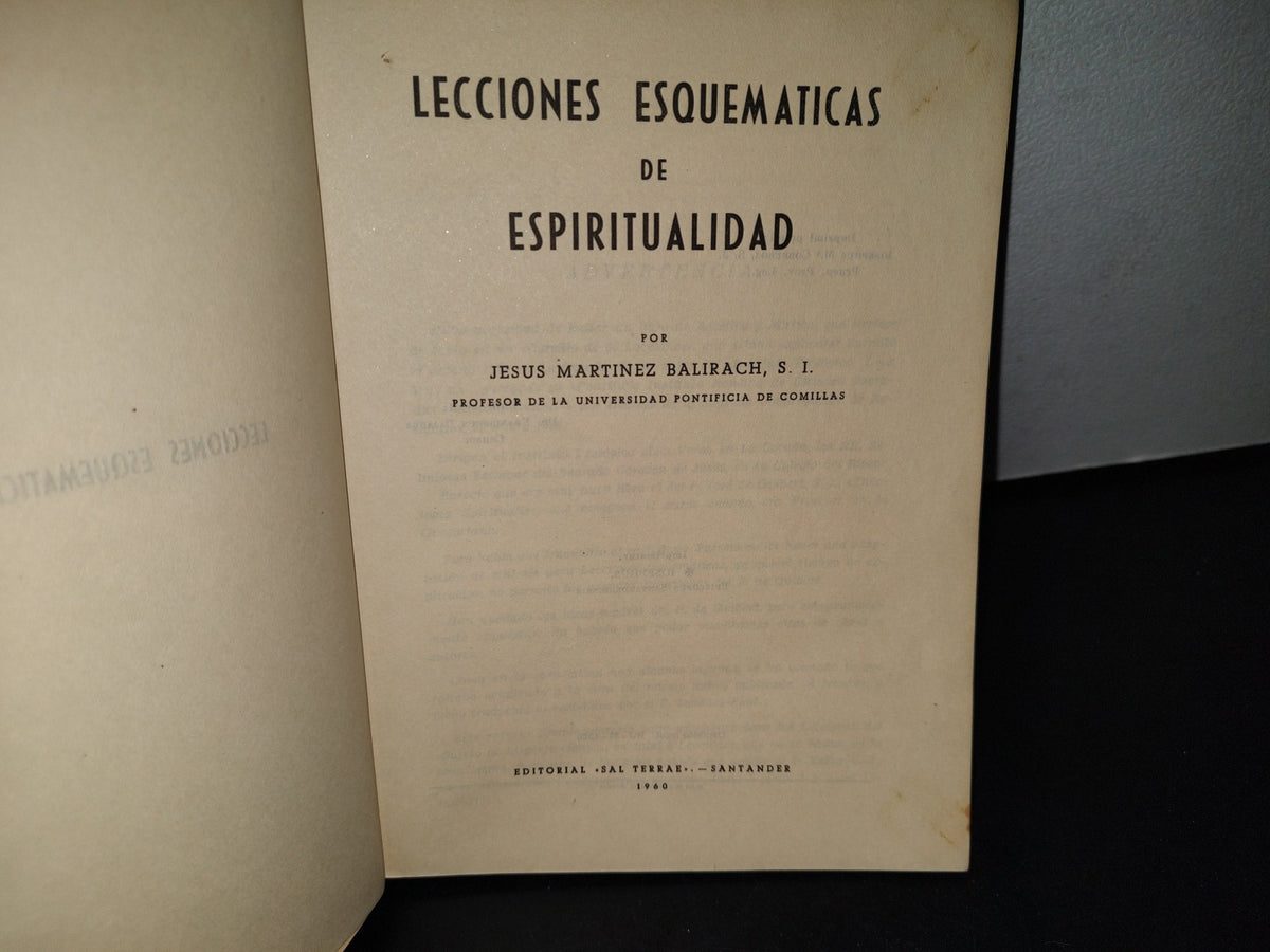 211- Lecciones Esquemáticas De Espiritualidad - Jesús Martínez Balirach - 1960