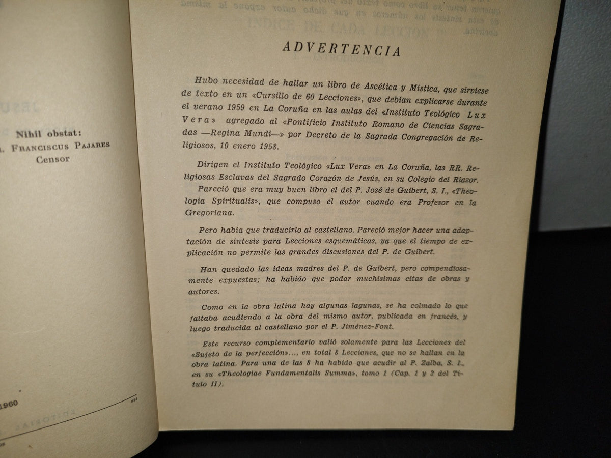 211- Lecciones Esquemáticas De Espiritualidad - Jesús Martínez Balirach - 1960