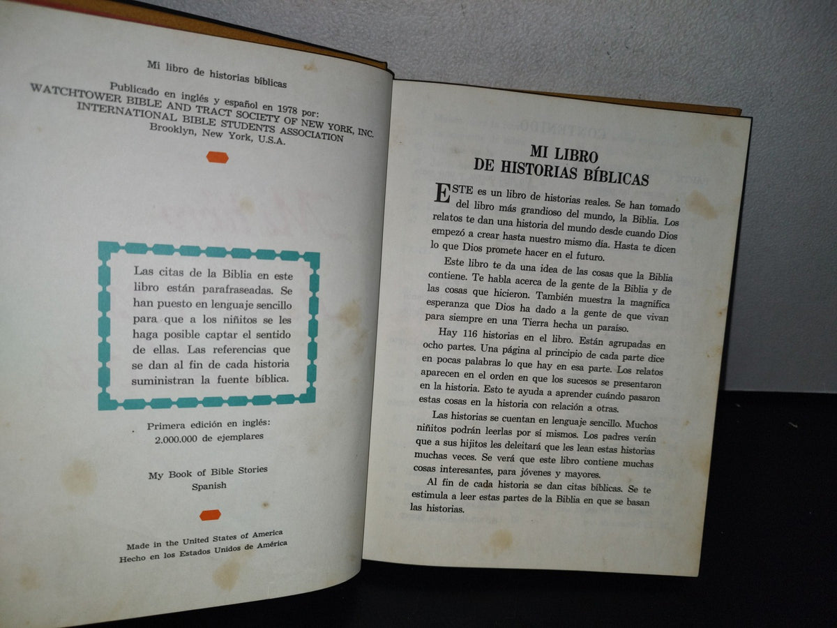 90- Mi Libro De Historias Bíblicas. Watchtower. Testigos De Jehova - Libro Grande - 1978