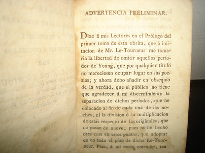 163- Obras Selectas De Eduardo Young. Tomo II. Con Licencia. Madrid En La Imprenta Real, 1797