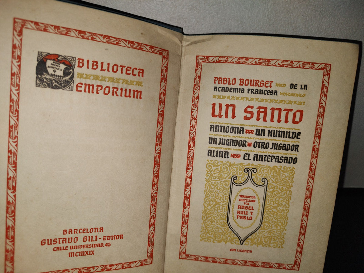 212- Biblioteca Emporium. Un Santo - Pablo Bourget - Gustavo Gili, Editor, 1919