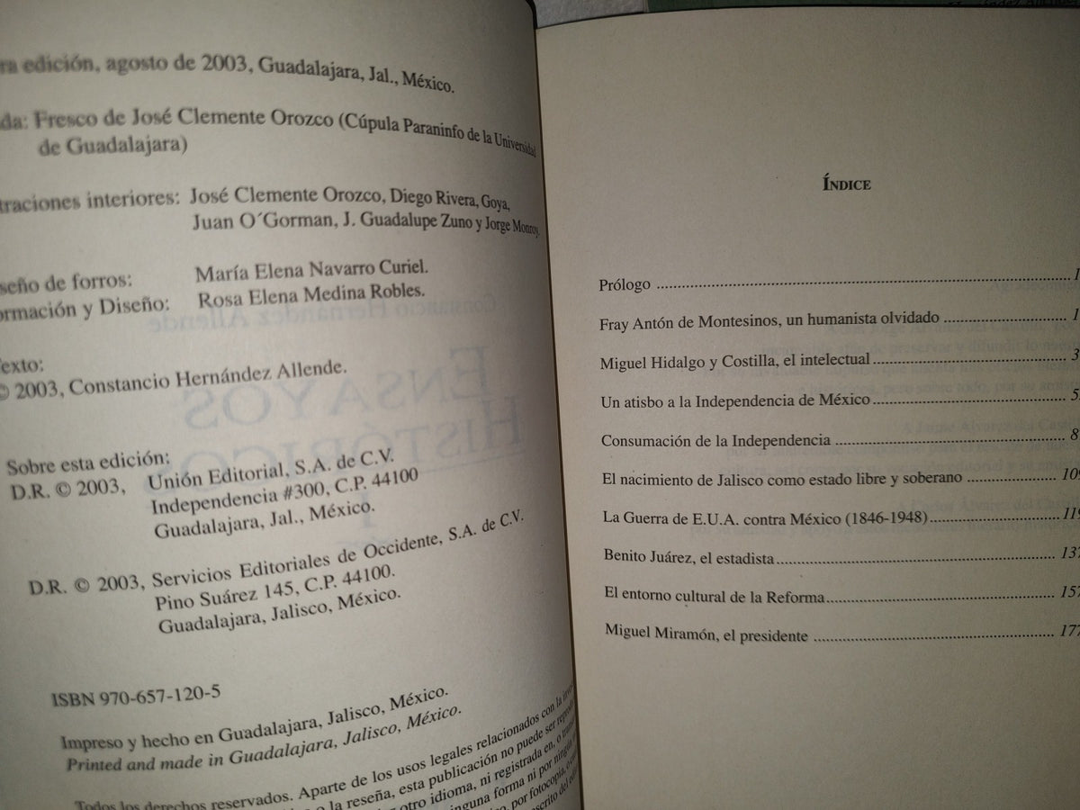 172- Ensayos Históricos - Constancio Hernández Allende - Unión Editorial, Primera Edición, Octubre 2003