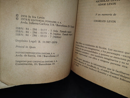 65- Los Niños Del Brasil - Ira Levin - Editorial Pomaire, S. A., 1979
