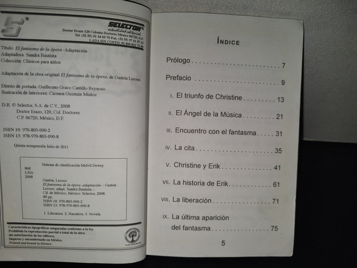 199- El Fantasma De La Ópera Para Niños. Gastón Leroux (Adaptación) - Selector 2011