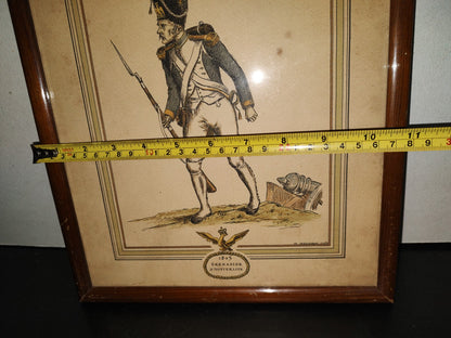 A6- Litografía Francesa Enmarcada: 1805 Grenadier D'Austerlitz - D. Derveaux Sculptor - 50'S, 70'S
