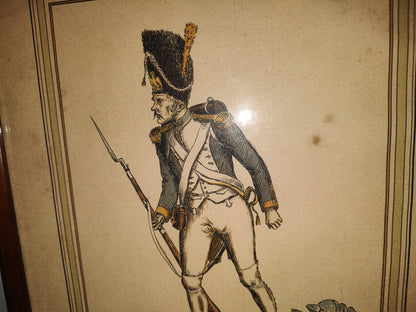 A6- Litografía Francesa Enmarcada: 1805 Grenadier D'Austerlitz - D. Derveaux Sculptor - 50'S, 70'S