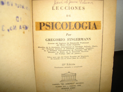 18- Lecciones De Psicología - Gregorio Fingermann - 1965