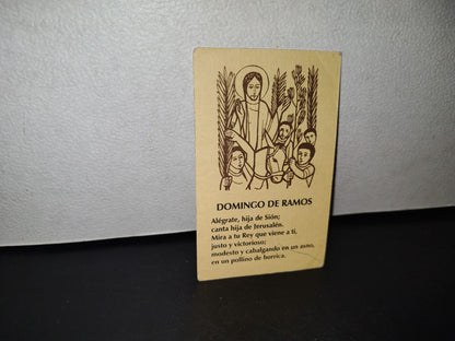 A10C1-2- Tarjeta Religiosa. Jesucristo Rodeado De Espigas. Con Oración: Domingo De Ramos - 90'S