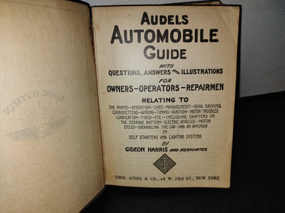 59- Antiguo Libro De Mecánica Automotriz. Audels Automobile Guide. Gideon Harris And Associates 1930
