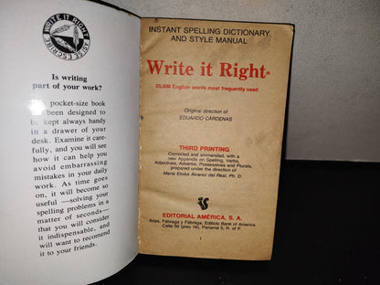 143- Write It Right. Así Se Escribe. The Instant Spelling Dictionary - 1980