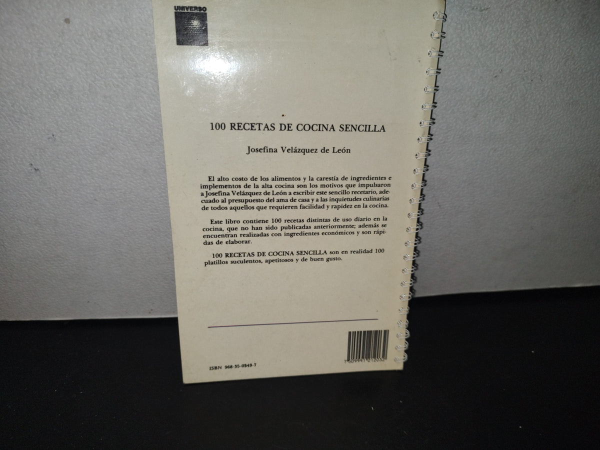 93- 100 Recetas De Cocina Sencilla - Josefina Velázquez De León - Primera Edición, Abril De 1991
