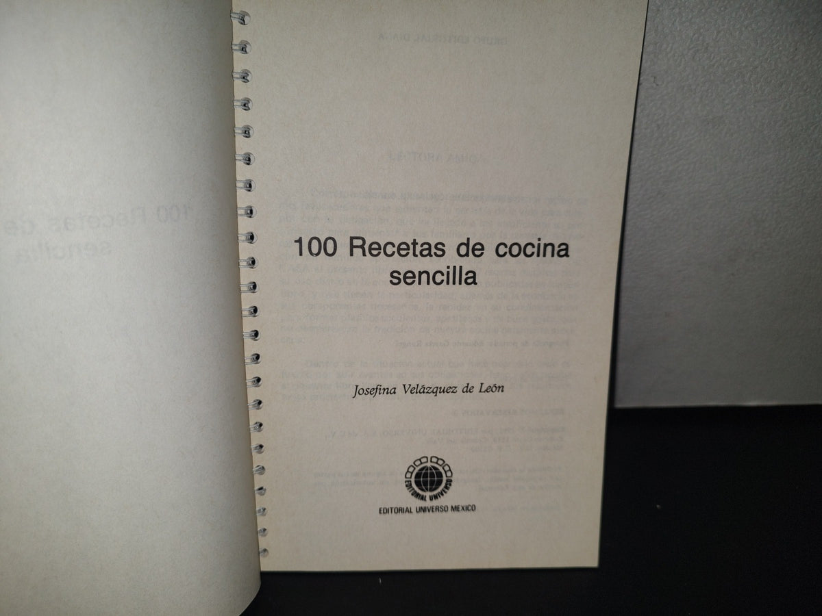 93- 100 Recetas De Cocina Sencilla - Josefina Velázquez De León - Primera Edición, Abril De 1991