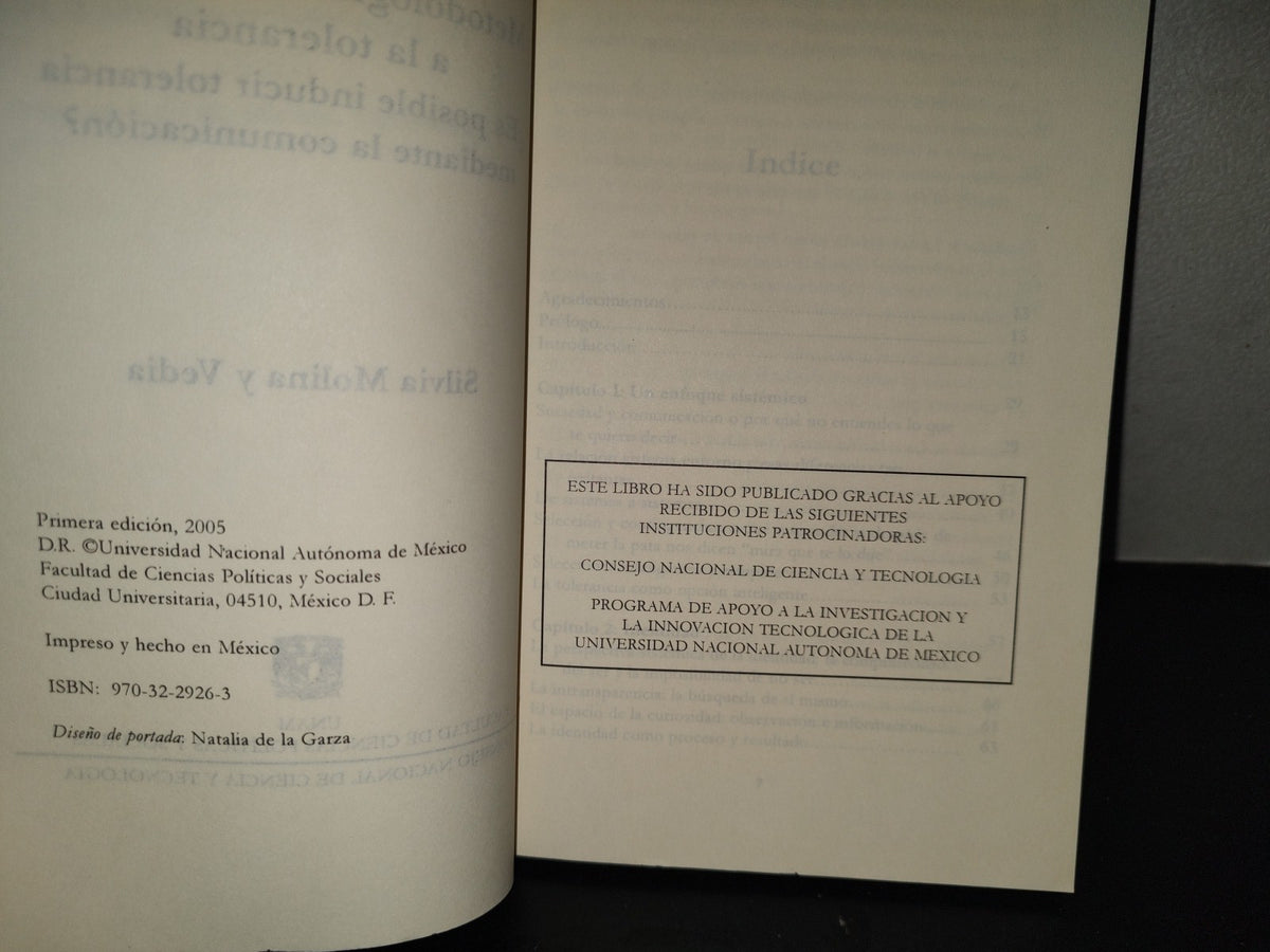 201- Metodología De Inducción A La Tolerancia. ¿Es Posible Inducir Tolerancia Mediante La Comunicación? - Silvia I. Molina Y Vedia - Unam. 1A. Ed. 2005