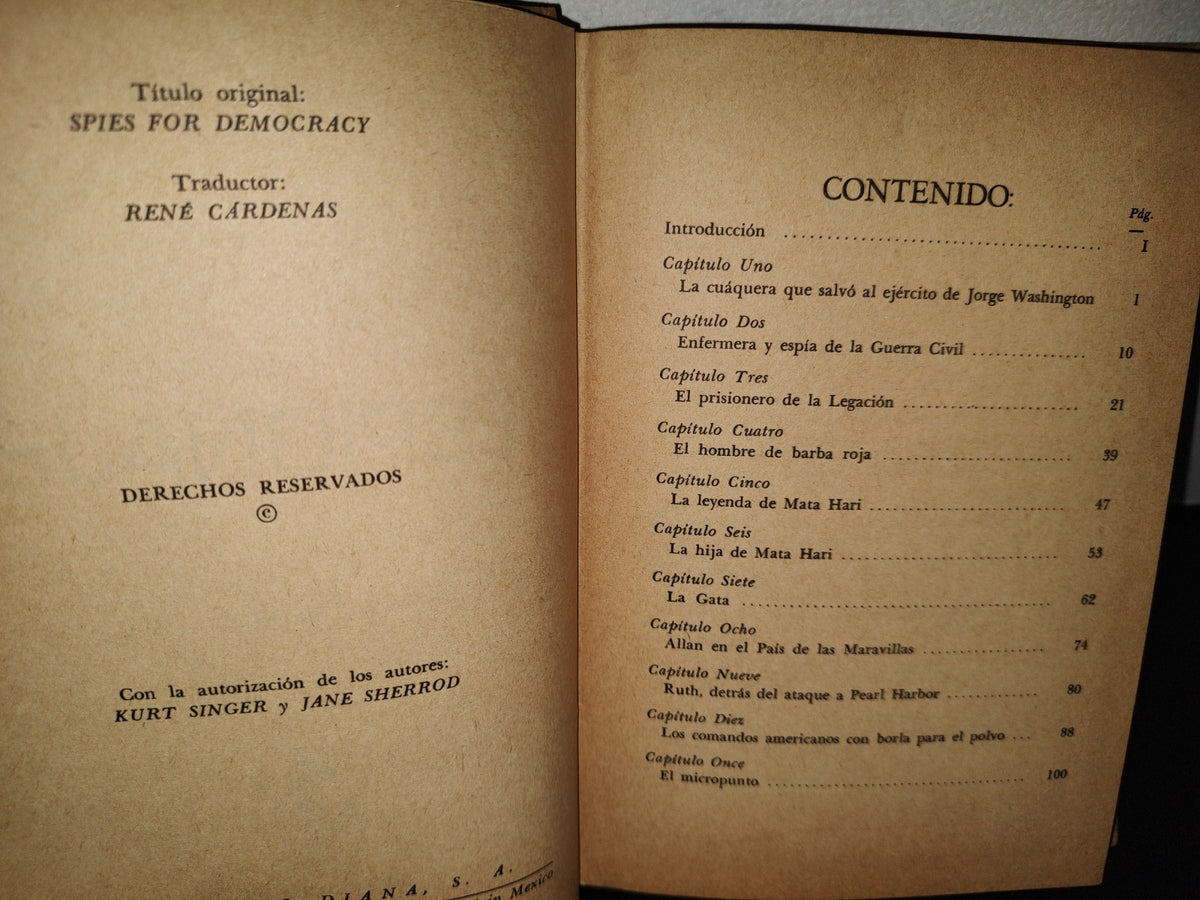 54- Espionaje - Kurt Singer, Jane Sherrod - Primera Edición 1961
