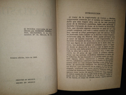85- La Celestina - Fernando De Rojas. Colección Clásicos ”Herrero” - Primera Edición 1963