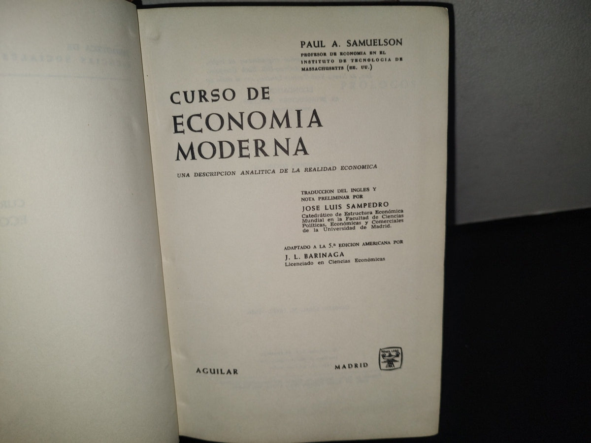 211- Curso De Economía Moderna - Paul A. Samuelson. Aguilar - 1966
