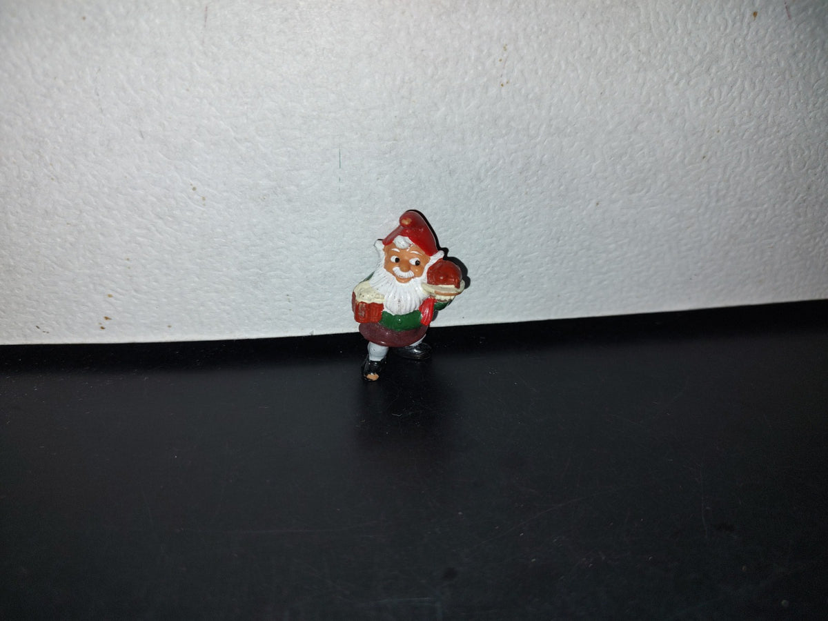 A3- Mini Figurita. Duende Navideño Con Cena En Brazo - 90'S