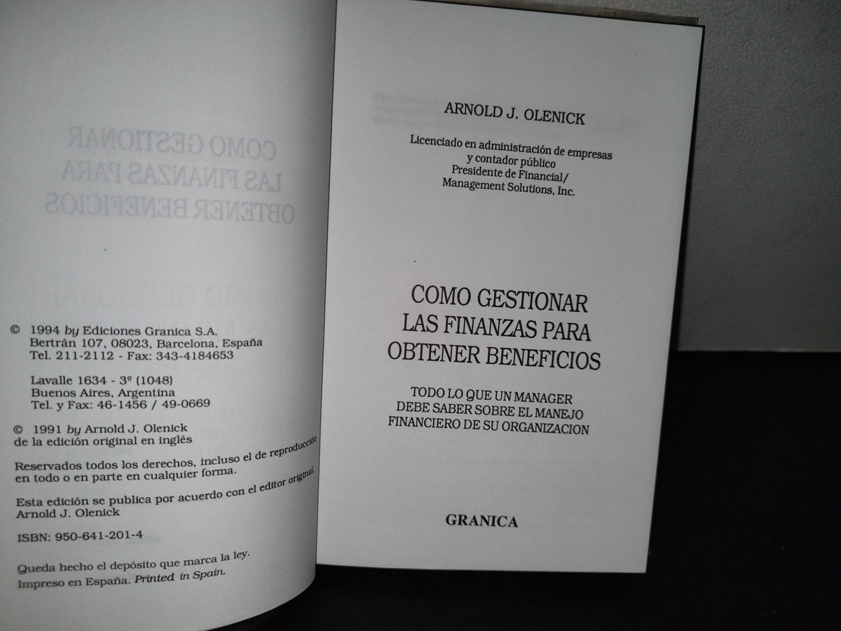 188- Cómo Gestionar Las Finanzas Para Obtener Beneficios - Arnold J. Olenick