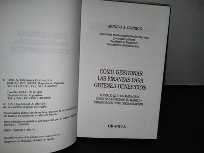 188- Cómo Gestionar Las Finanzas Para Obtener Beneficios - Arnold J. Olenick