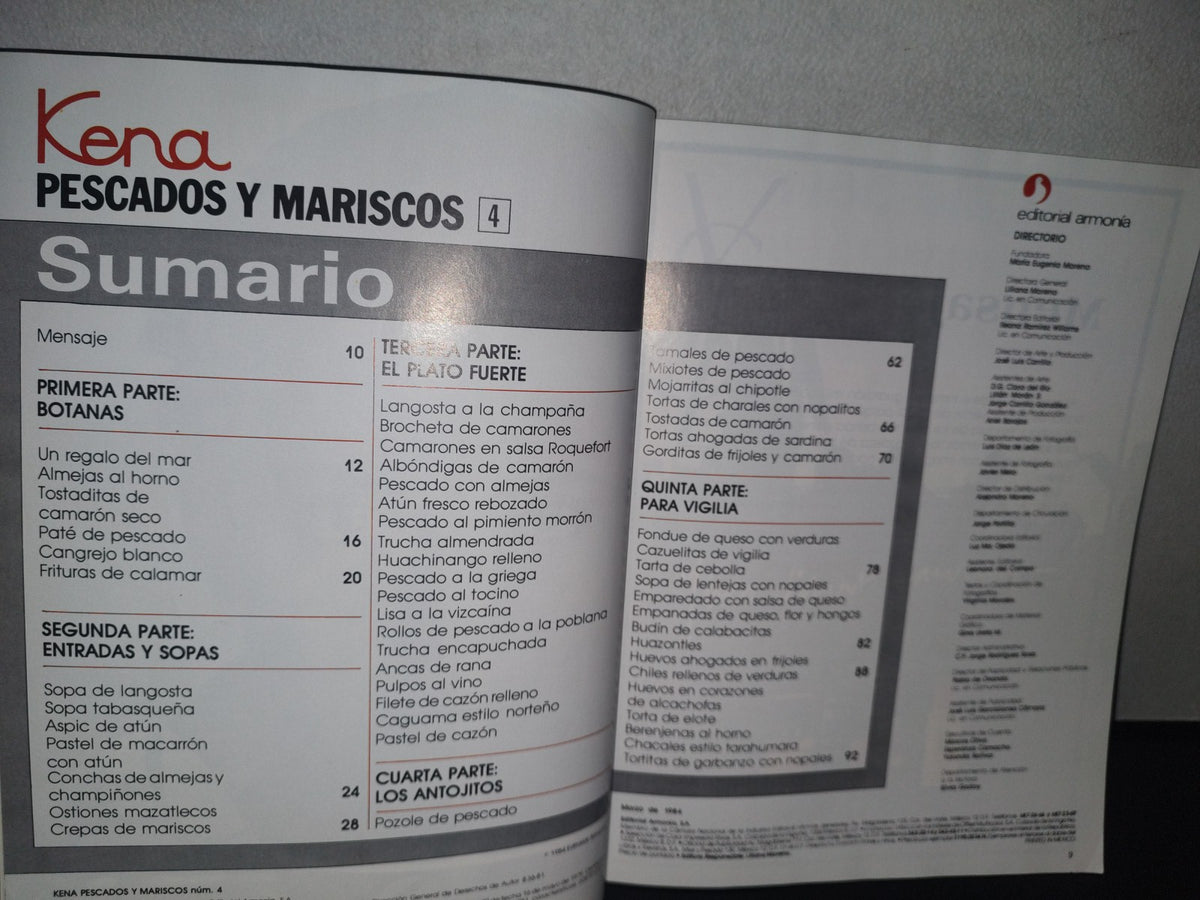 211- Revista Kena. Pescados Y Mariscos 4 - 1984