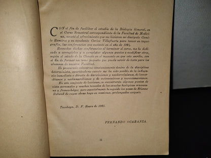 91- Lecciones De Biología General - Fernando Ocaranza - Segunda Edición, México 1931