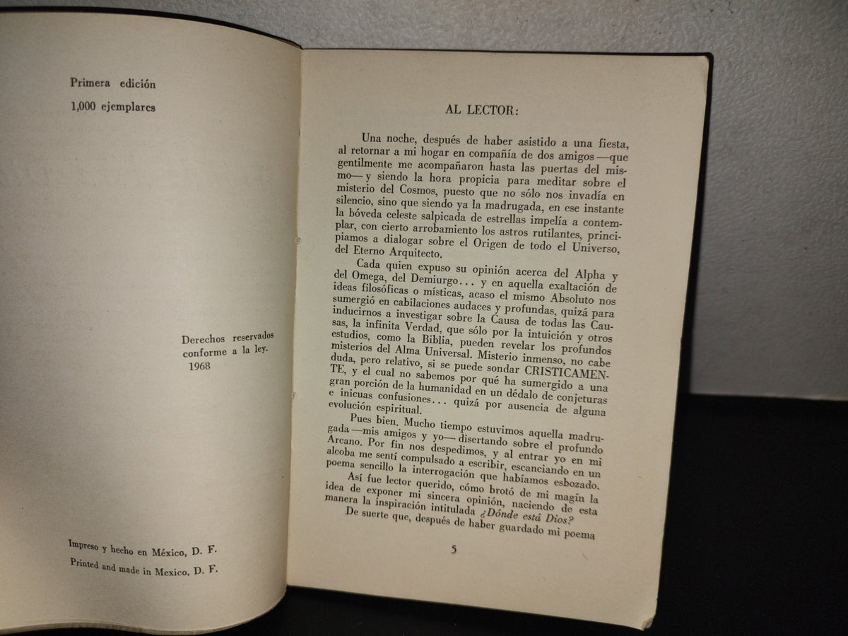 114- ¿Dónde Está Dios? Poemas Filosóficos De Rodolfo Licona Salazar - México, D. F. 1968