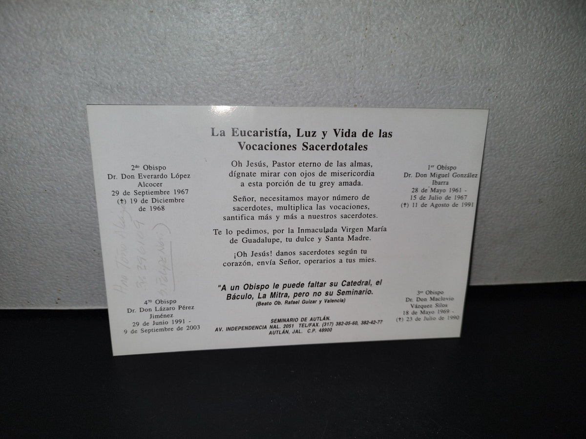 A10C1-2- Panfleto Religioso. La Eucaristía, Luz Y Vida De Las Vocaciones Sacerdotales - 2003