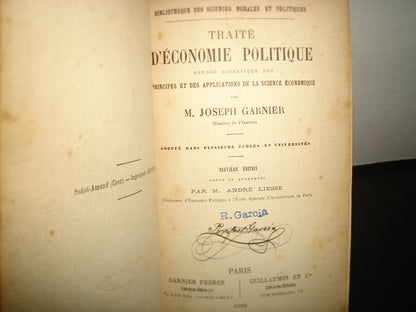 161- Tratado De Economía Política / Traité D'Economie Politique - M. Joseph Garnier - 1889