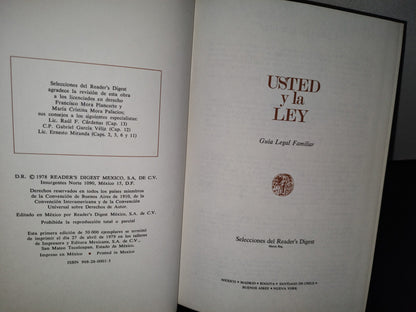 180- Usted Y La Ley. Guía Legal Familiar. Selecciones Del Reader'S Digest - 1978