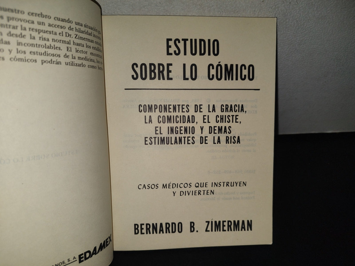 211- Componentes De Lo Cómico, O Chistoso, Lo Risible - Bernardo B. Zimerman