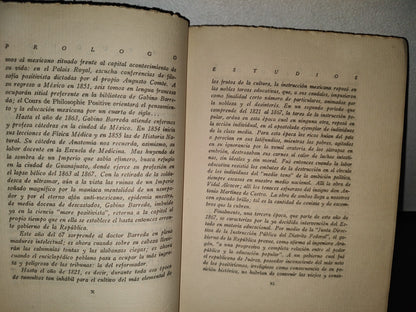 63- Estudios - Gabino Barreda - Biblioteca Del Estudiante Universitario 26. Ediciones De La Universidad Nacional Autónoma. México - 1941