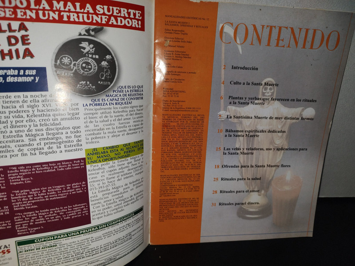 211- Revista Manualidades Esotéricas. La Santa Muerte, Bálsamos, Ofrendas... No. 12, Feb. 2002