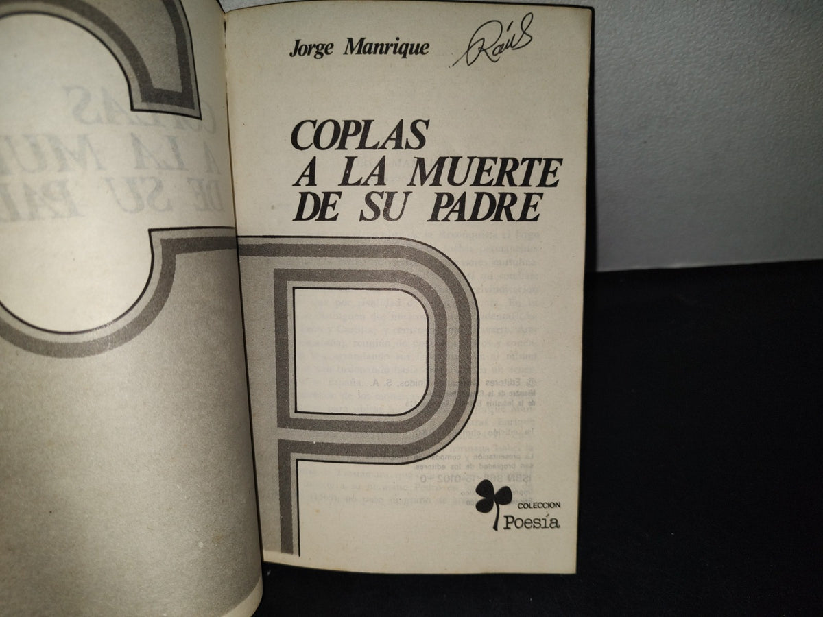 199- Coplas A La Muerte De Su Padre Y Otras Poesías - Jorge Manrique. Editores Mexicanos Unidos. 1A.