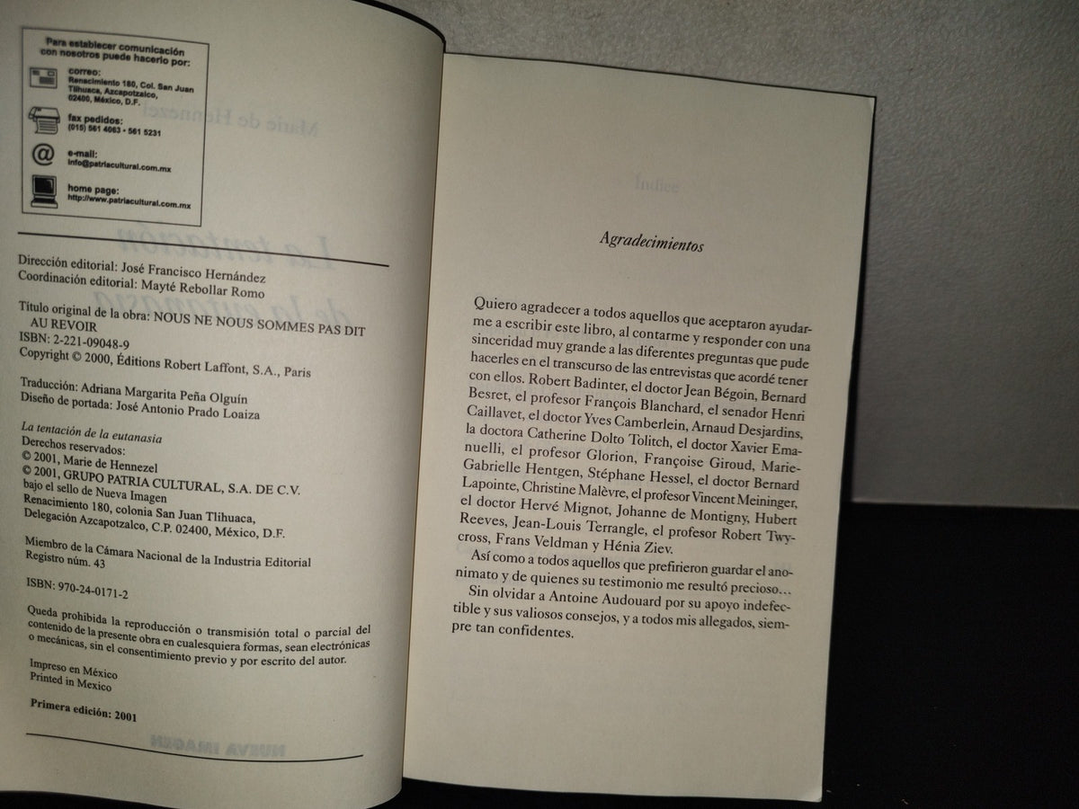 201- La Tentación De La Eutanasia - Marie De Hennezel - 1A. Ed. 2001