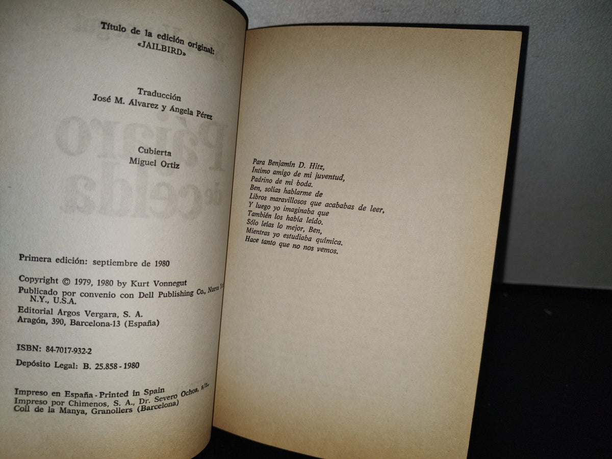90- Pájaro De Celda - Kurt Vonnegut - Primera Edición 1980