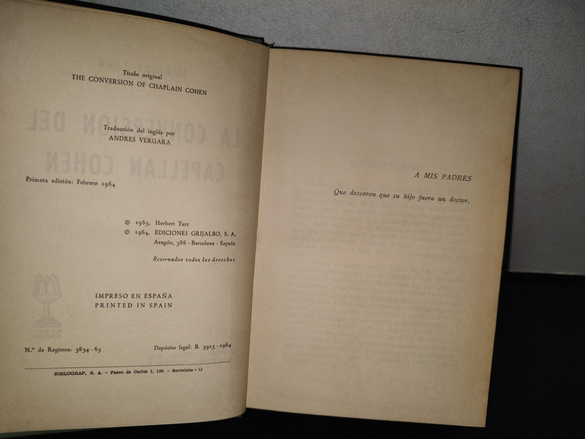 151- La Conversión Del Capellán Cohen - Herbert Tarr - Primera Ediión 1964