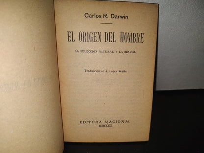 132- El Origen Del Hombre - Carlos R. Darwin - Editora Nacional - 1974