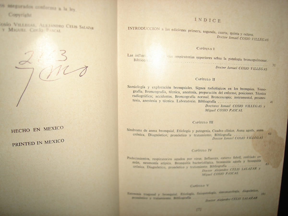 161- Aparato Respiratorio. Patología Clínica Y Terapéutica - Ismael Cosío Villegas - Librería De Medicina, 1978