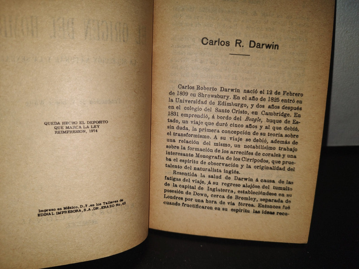 132- El Origen Del Hombre - Carlos R. Darwin - Editora Nacional - 1974
