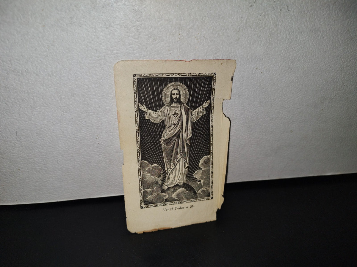A10C1-2- Imagen De Jesucristo Sagrado Corazón Elevándose Al Paraíso - 1800's - 1900's