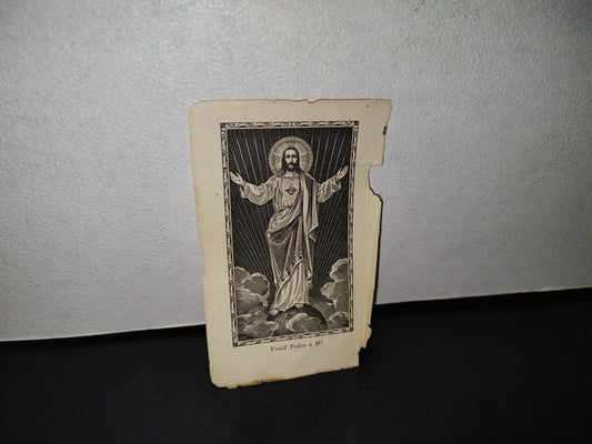 A10C1-2- Imagen De Jesucristo Sagrado Corazón Elevándose Al Paraíso - 1800's - 1900's
