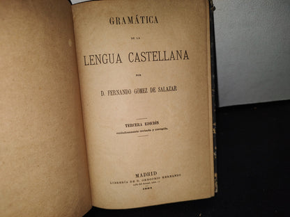 64- Gramática De La Lengua Castellana - D. Fernando Gómez De Salazar - 1884