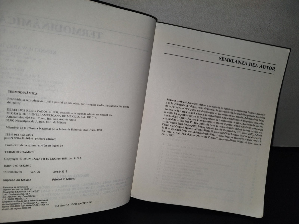 87-2- Termodinámica - Kenneth Wark, Jr. - 5A. Ed. 1995