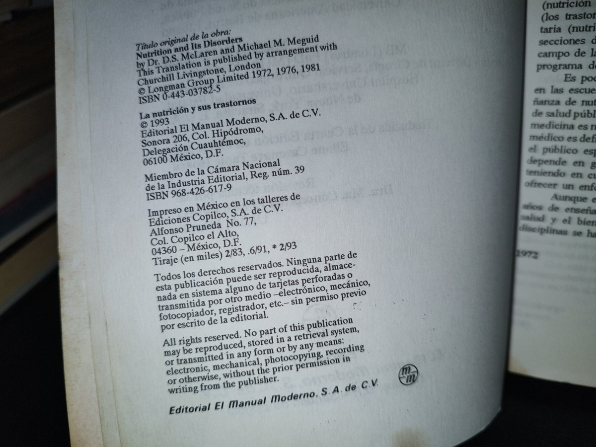 99- La Nutrición Y Sus Trastornos - Donald S. Maclauren - Editorial El Manual Moderno