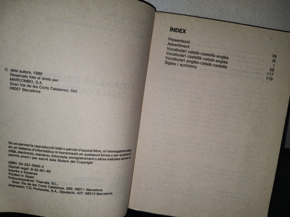 212- Vocabulari D'Electrònica. Català-Castellà-Anglès - Ferran Espuñes, Lluís Marquet - 1986